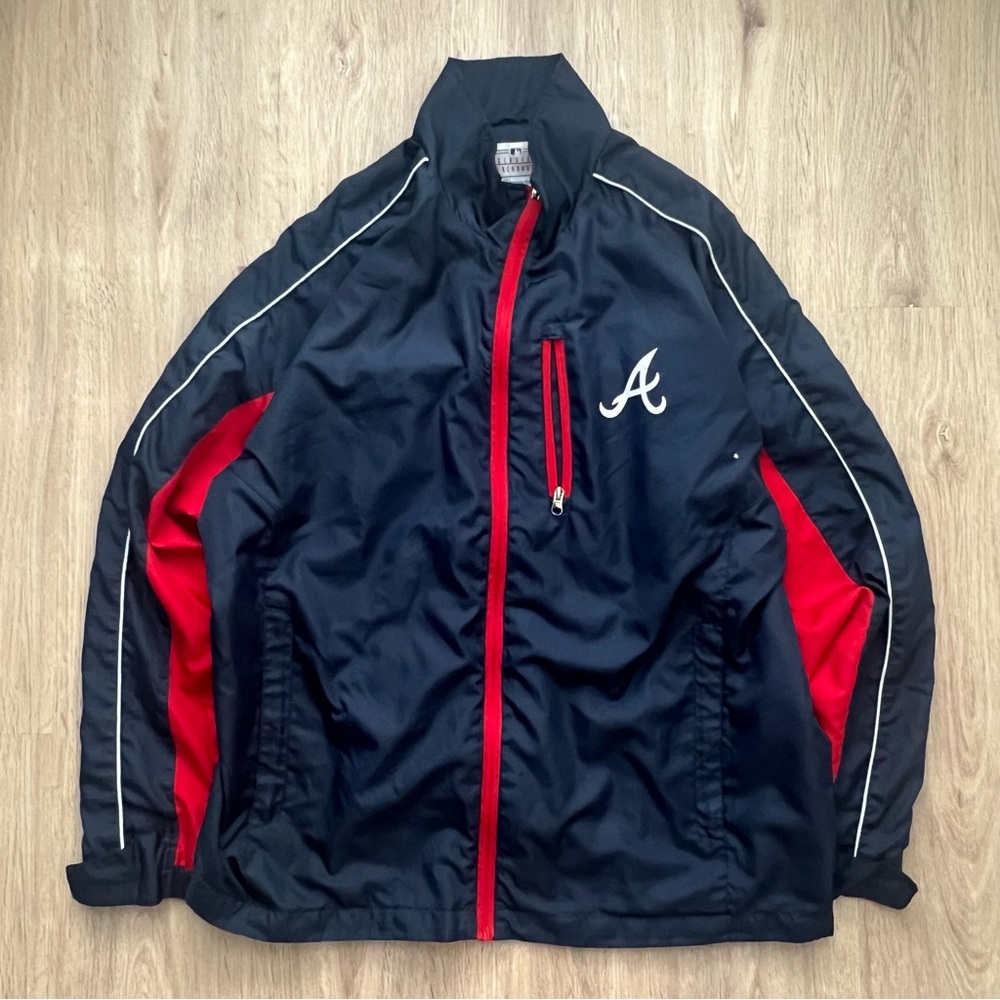 Atlanta Braves Jacket Men’s Large Blue Red MLB Baseball Full Zip Track Jacket